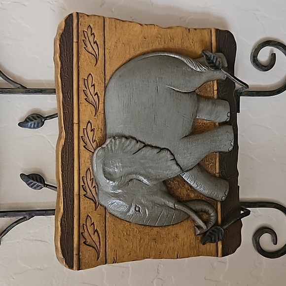 Metal Wall Art with Elephant Plaques - Picture 3 of 4